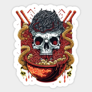 Great Ramen Bowl Japanese Noodles and skull Sticker